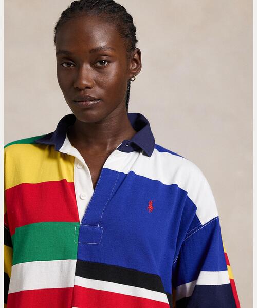 パッチワークストライプ ジャージー ラグビー シャツ レディース POLO RALPH LAUREN パッチワークストライプ ジャージー ラグビー