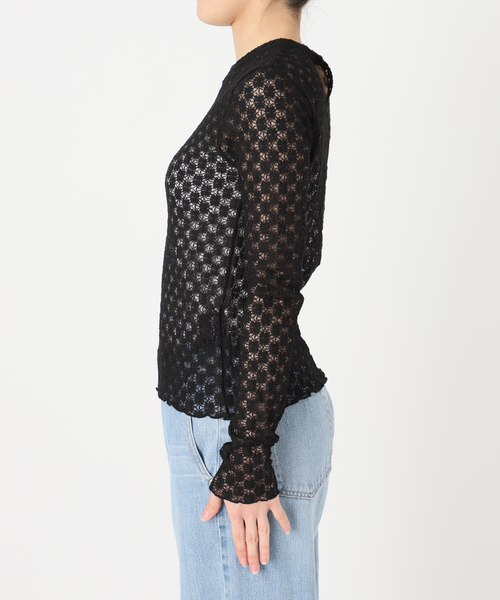 IENA tシャツ Petiteフラワーレースプルオーバー レディース