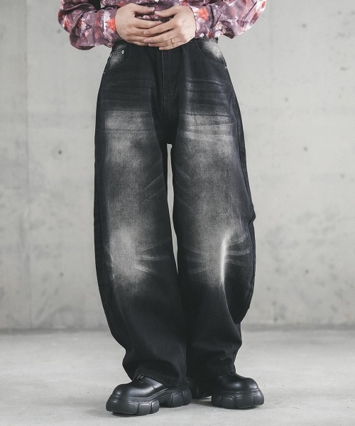 Shoowtime（ショウタイム） ワイドパンツ ジーンズ Vintage Wash Curve