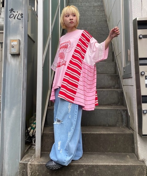 Candy Stripper tシャツ RUSH CHICK BORDER SWICHED トップス