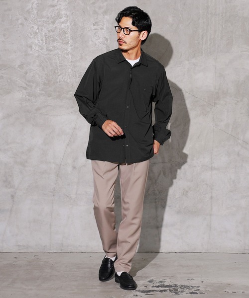 JIGGYS SHOP シャツ ポリエステルタフタ スナップボタン テック