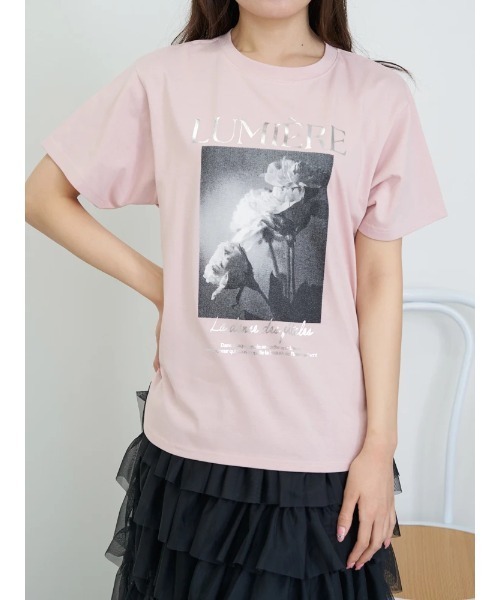 tシャツ 温感プリントTシャツ レディース Te chichi TERRASSE tシャツ 「接触冷感」箔プリントクロップドT