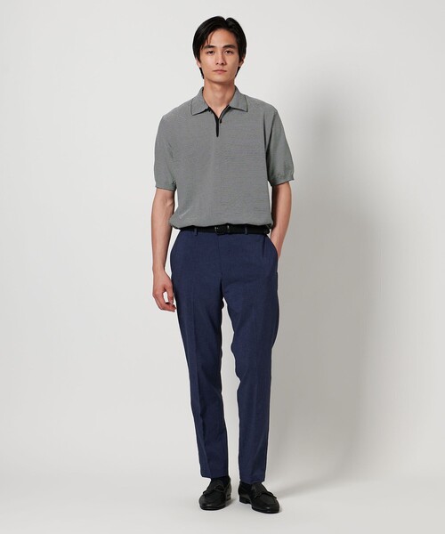 ニットポロシャツ UA COZY ーウォッシャブル・抗菌防臭ー NAVY UNITED ARROWS ポロシャツ ショートスリーブ ボーダー ニット