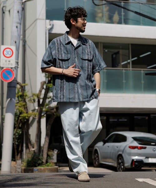 FREAK'S STORE シャツ インド製 リラックスフィット イカット柄