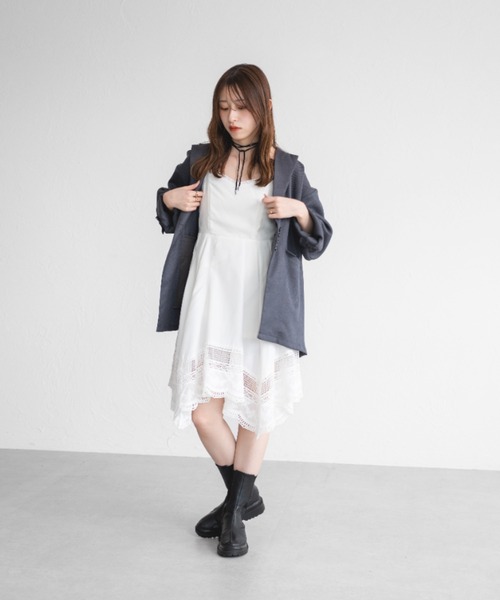 【大人気】Elie Tahari ★ コットン レース ヘム ワンピース raffime ワンピース コットンレースイレヘムキャミソール