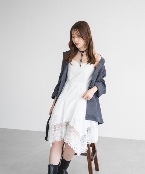 【大人気】Elie Tahari ★ コットン レース ヘム ワンピース raffime ワンピース コットンレースイレヘムキャミソール
