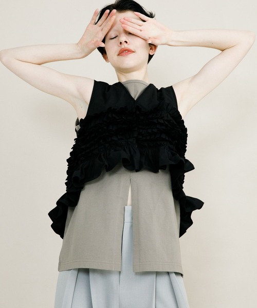タンクトップ ノースリーブ slit no sleeve tee レディース
