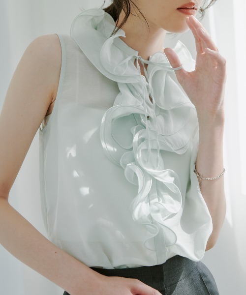 アニュアンス anuans シルクブレンドラッフルブラウス （WHITE） anuans｜シルクブレンドラッフルブラウス | Rakuten Fashion