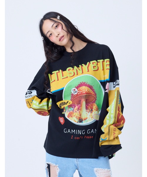 tシャツ /little sunny bite/mushroom graphic long tee レディース メンズ Little sunny bite tシャツ 「8」「it」「little bite」mushroom