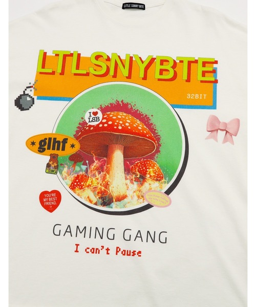 tシャツ 「8」「it」「little sunny bite」mushroom graphic long tee レディース メンズ Little sunny bite tシャツ 「8」「it」「little bite」mushroom