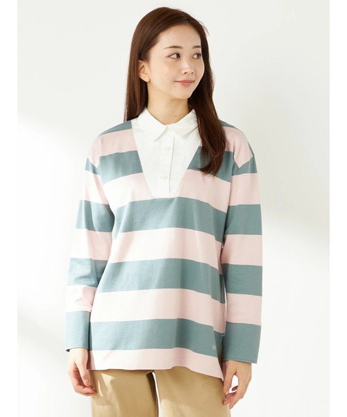 tシャツ ドッキングワイドボーダートップス レディース