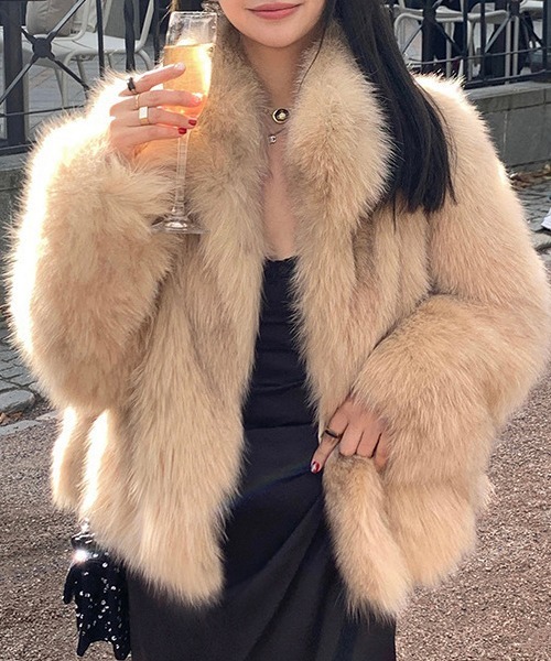 c.u.l コート アウター ミドル丈 ボリューム フェイクファージャケット