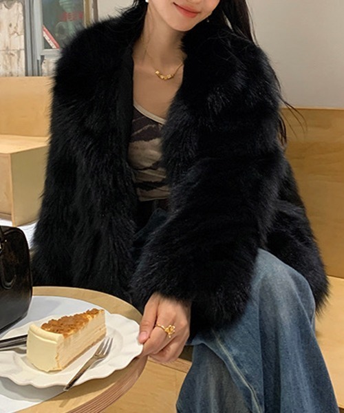 プルーフ ラビット ファーコート リアルファー クロップドジャケット ボリューム 楽天市場】 ジップアップ 大人 ファーコート スタンドカラー 防寒 秋