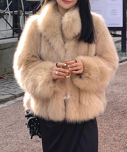 c.u.l コート アウター ミドル丈 ボリューム フェイクファージャケット