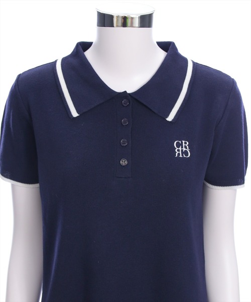 clear ワンピース ポロ襟ニットプリーツミニワンピース「フレンチ