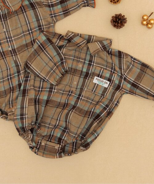 BREEZE（ブリーズ） ベビー服 ロンパース Bpop 先染めチェックシャツ