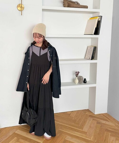 【DISCOAT(ディスコート)】メモリーサテンキャミワンピース Discoat｜メモリーサテンキャミワンピース | Rakuten Fashion