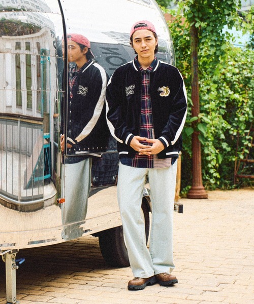 niko and…（ニコアンド） スカジャン ベロア刺繍スカジャン メンズ