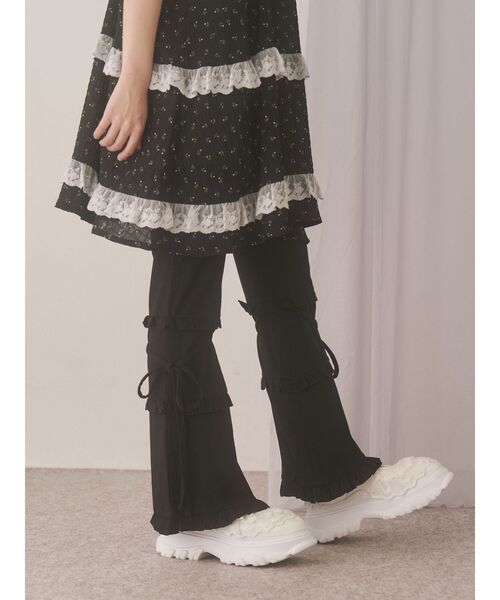 パンツ merry merry jenny スウェットパンツ ジャージ floralフリルリブフレア