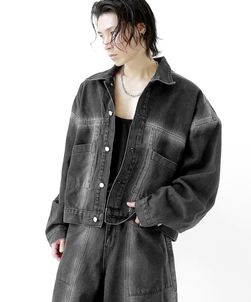 minsobi（ミンソビ） デニムジャケット gジャン フェードラインデニム