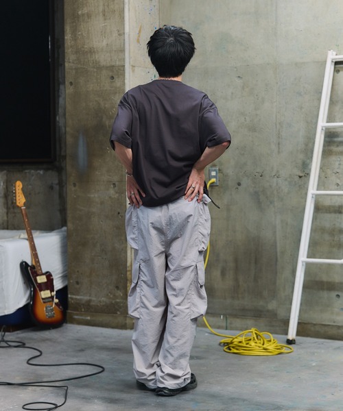 ワイドパンツ カーゴパンツ マルチポケット ナイロンカーゴパンツ 裾