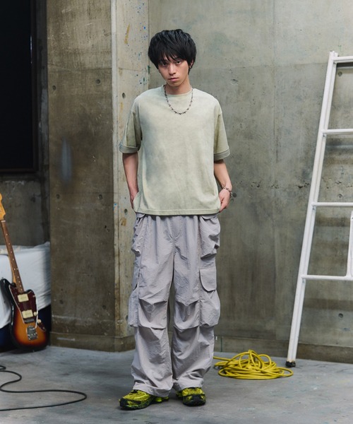 ワイドパンツ カーゴパンツ マルチポケット ナイロンカーゴパンツ 裾