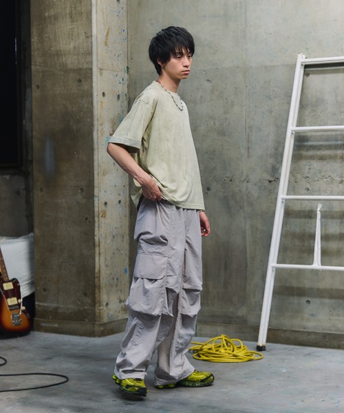 ワイドパンツ カーゴパンツ マルチポケット ナイロンカーゴパンツ 裾