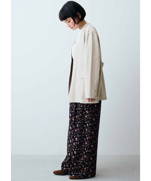 「MEDE19F」 ノーカラージャケット MEDIUM ブラウン レディース_画像3