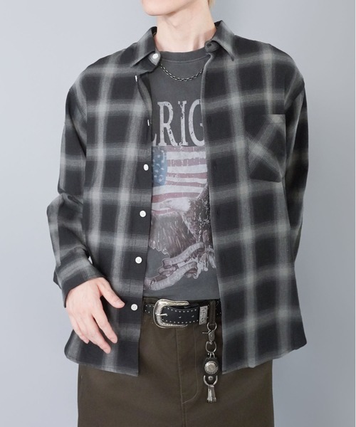 SPINNS(スピンズ) シャツ 長袖オンブレチェックシャツ/ネルシャツ SPINNS(スピンズ) シャツ 長袖オンブレチェックシャツ/ネルシャツ
