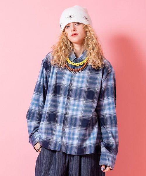 シャツ a.p.o.v. オーバーサイズ短丈チェックネルシャツ メンズ