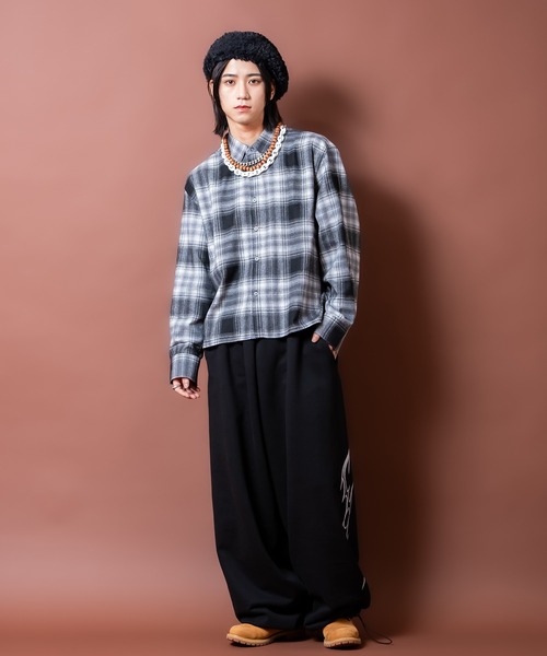 シャツ a.p.o.v. オーバーサイズ短丈チェックネルシャツ メンズ