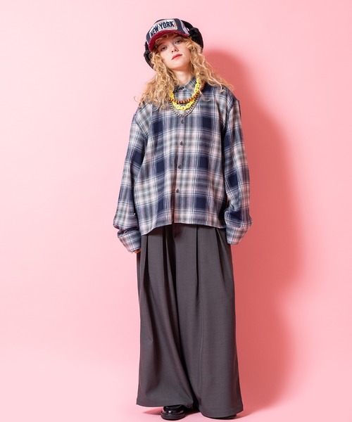 シャツ a.p.o.v. オーバーサイズ短丈チェックネルシャツ メンズ