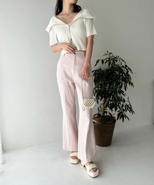 「one after another NICE CLAUP」 半袖ニット FREE ベージュ レディース_画像8