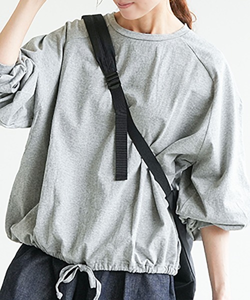 SOLAMONAT（ソラモナ） tシャツ パフ天竺 裾ヒモ長袖 プルオーバー