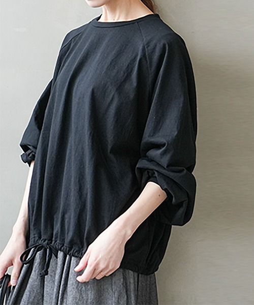 SOLAMONAT（ソラモナ） tシャツ パフ天竺 裾ヒモ長袖 プルオーバー