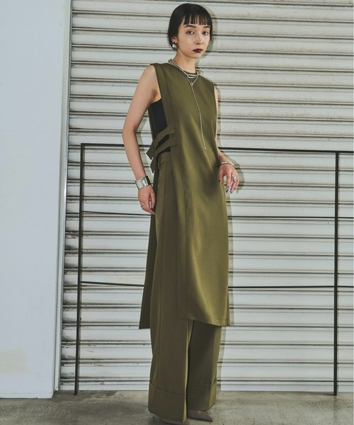「AIC.」 ノースリーブワンピース FREE カーキ レディース_画像5