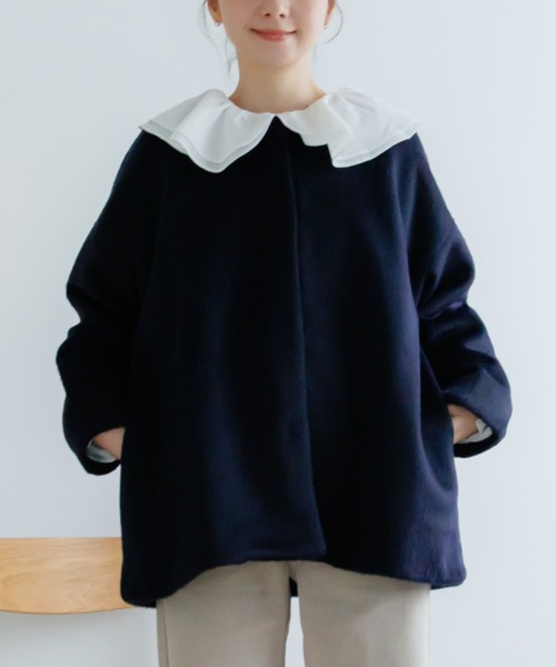 flower ノーカラーコート コート フラッフィーコート5 レディース 