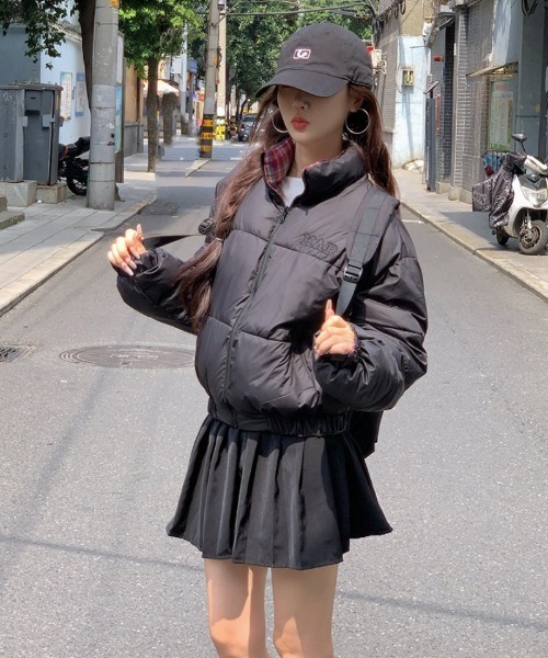 ダウンコート ダウンジャケット 2WAY 無地＆チェックリバーシブル