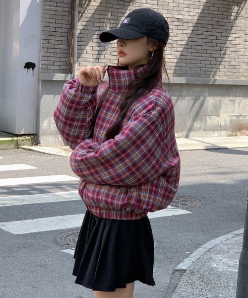 ダウンコート ダウンジャケット 2WAY 無地＆チェックリバーシブル