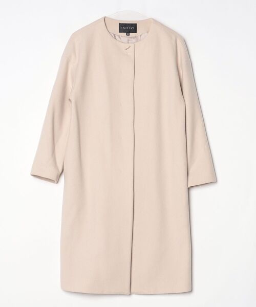 INDIVI（インディヴィ） ノーカラーコート 36 ベージュ レディース