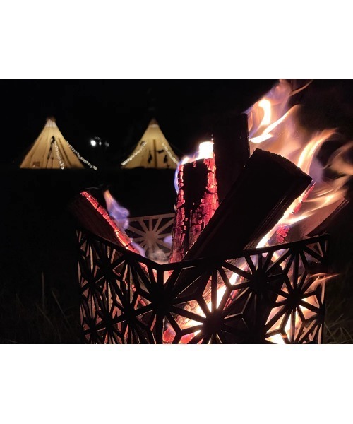 S'more 「和柄4面焚火台」 焚き火台＆横長天板＆収納袋セット
