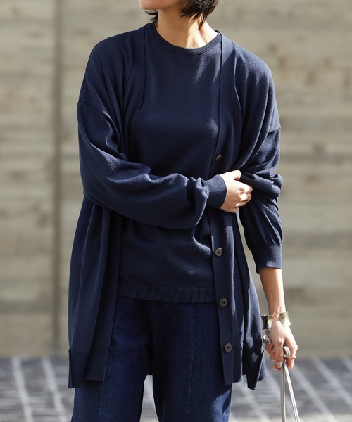 「for/c」 ニットアンサンブル L ネイビー レディース_画像3