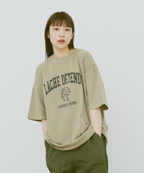 「flaner」 半袖Tシャツ LARGE チャコールグレー レディース_画像2