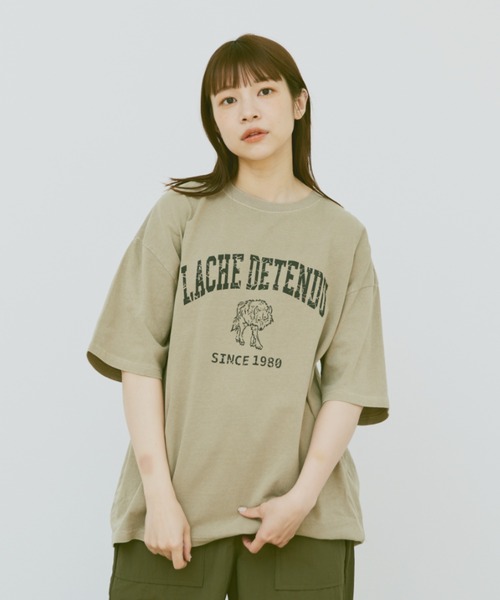 「flaner」 半袖Tシャツ LARGE チャコールグレー レディース_画像3