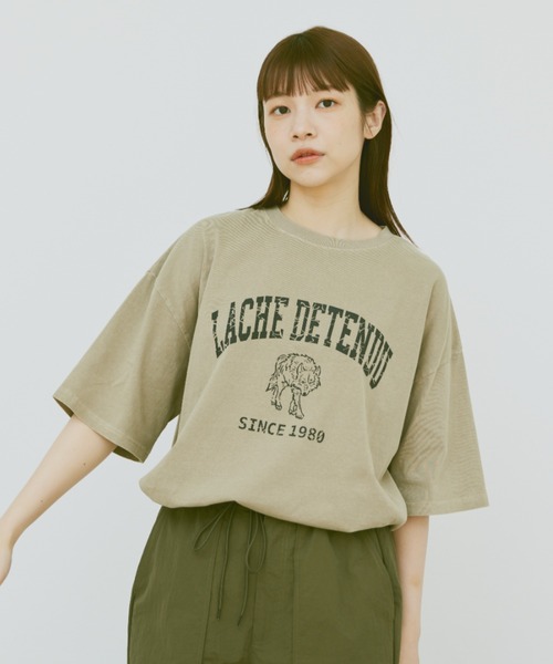 「flaner」 半袖Tシャツ LARGE チャコールグレー レディース_画像8