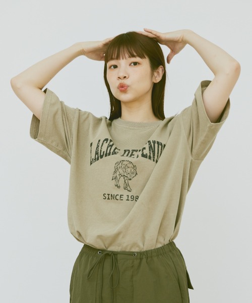 「flaner」 半袖Tシャツ LARGE チャコールグレー レディース_画像9