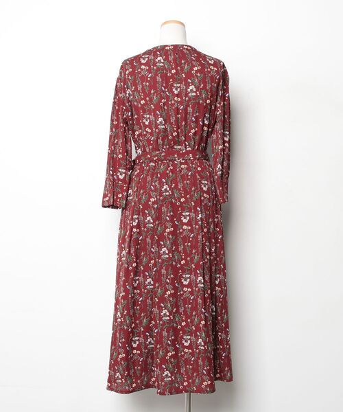 「PREFERIR」 7分袖ワンピース MEDIUM ボルドー レディース_画像2