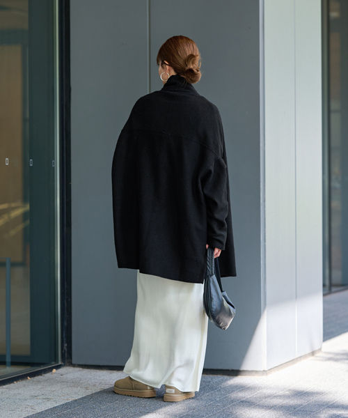 美品！フレームワーク☆ロングカーディガン グレー フワフワ  ニット Merino Wool ロングVカーディガン（ニットワンピース）｜FRAMeWORK