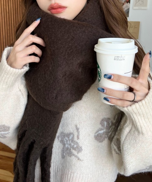 「moment+」 長袖ニット L チャコールグレー レディース_画像2