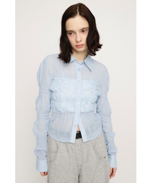 SLY RANDOM SHIRRING トップス ピンク 未使用 SLY（スライ） ブラウス シャツ 「2026SS新作」RANDOM SHIRRING TOPS